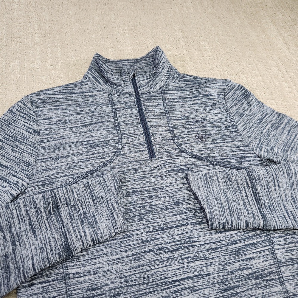 Ariat Tek 1/4 Zip Pullover Women Small Grid Fleece Sweatshirt Gray Equestrian
